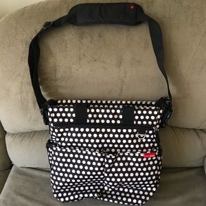 Skip Hop black and white diaper bag.